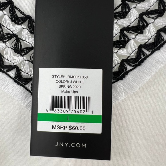 Jones New York Signature White Short Sleeve Woven Vneckline Women's Large NWT - Picture 4 of 10